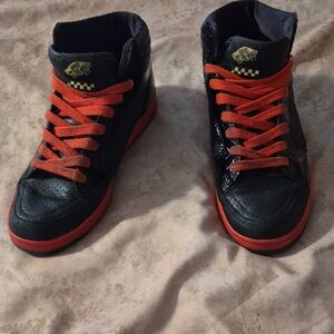 Vans Black and Red High-Top Sneakers
